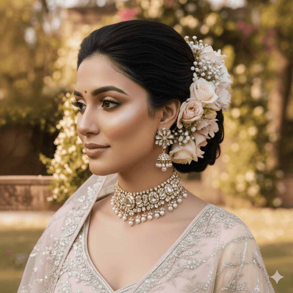 Bride wearing pastel lehenga North India