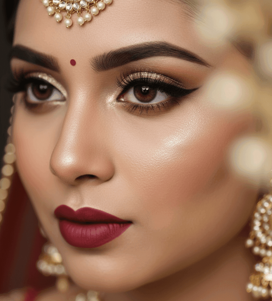 Bridal photoshoot for Ballia brides with classic Indian makeup style