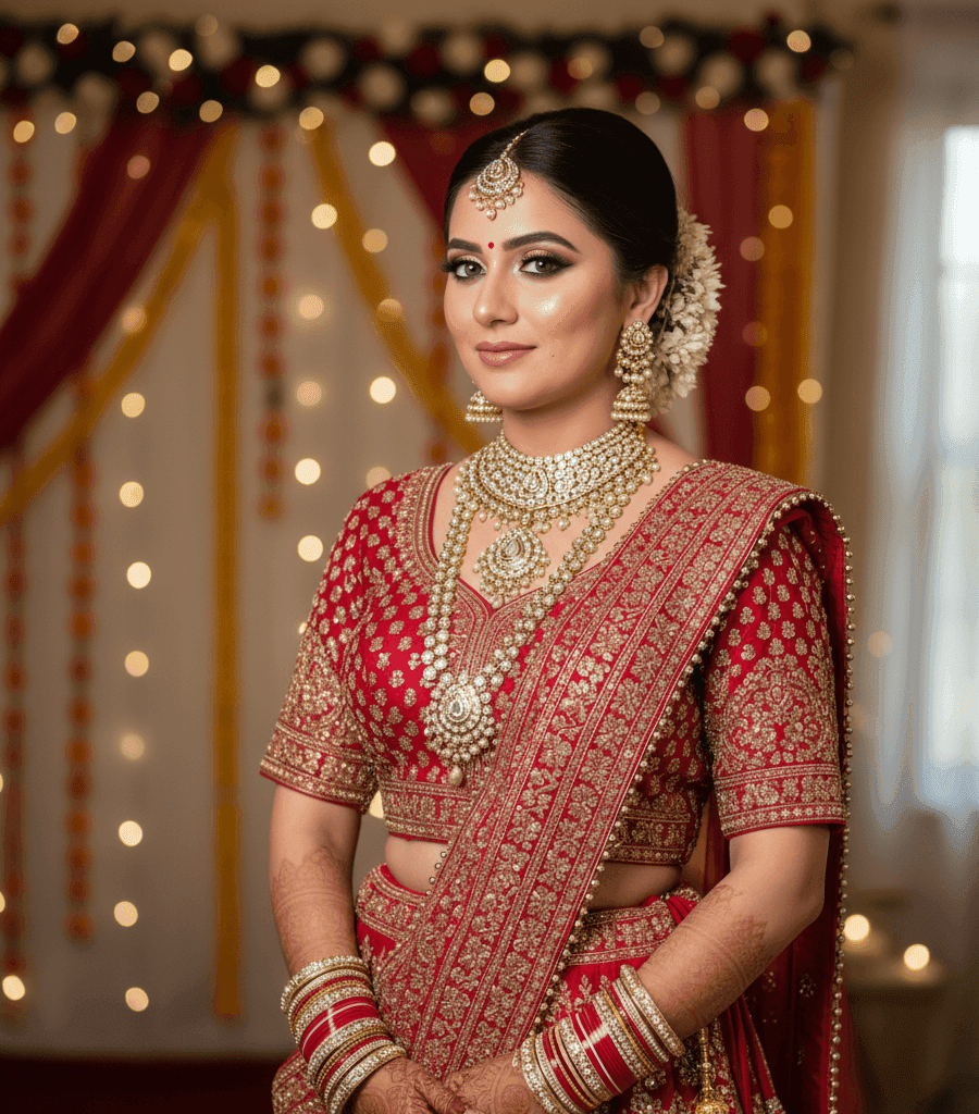 Rasra bride HD makeup look with matte base and bold eyeliner