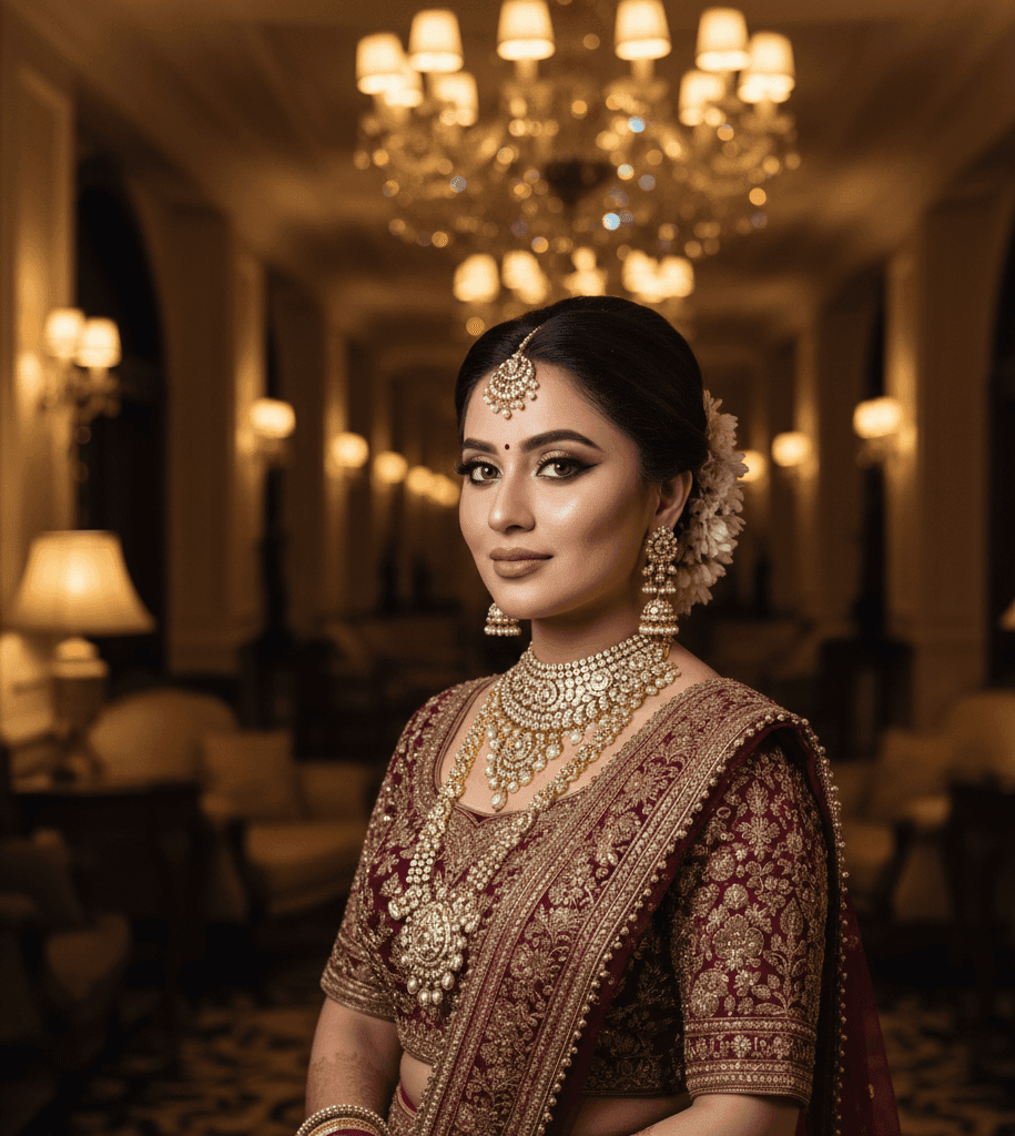 Outdoor bridal photoshoot of a Cantonment bride with natural makeup and flowing dupatta pose