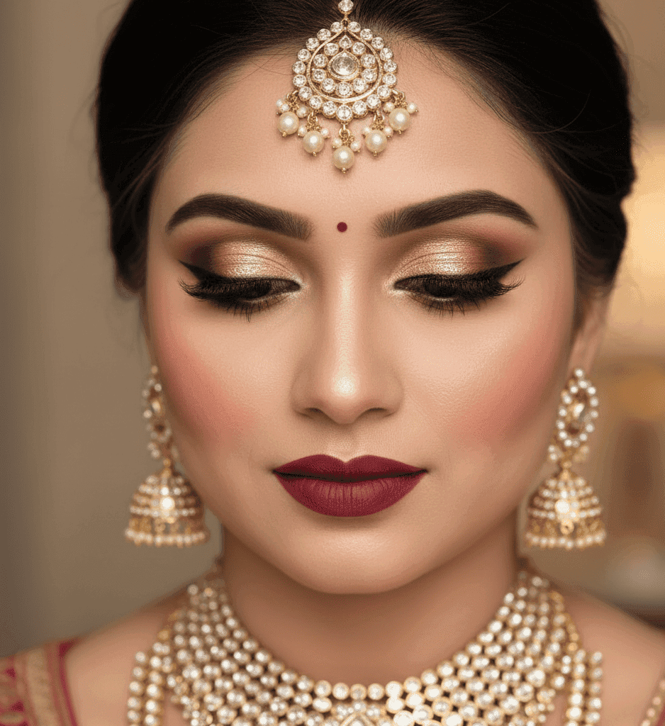 HD bridal makeup look done by professional artist in Godowlia