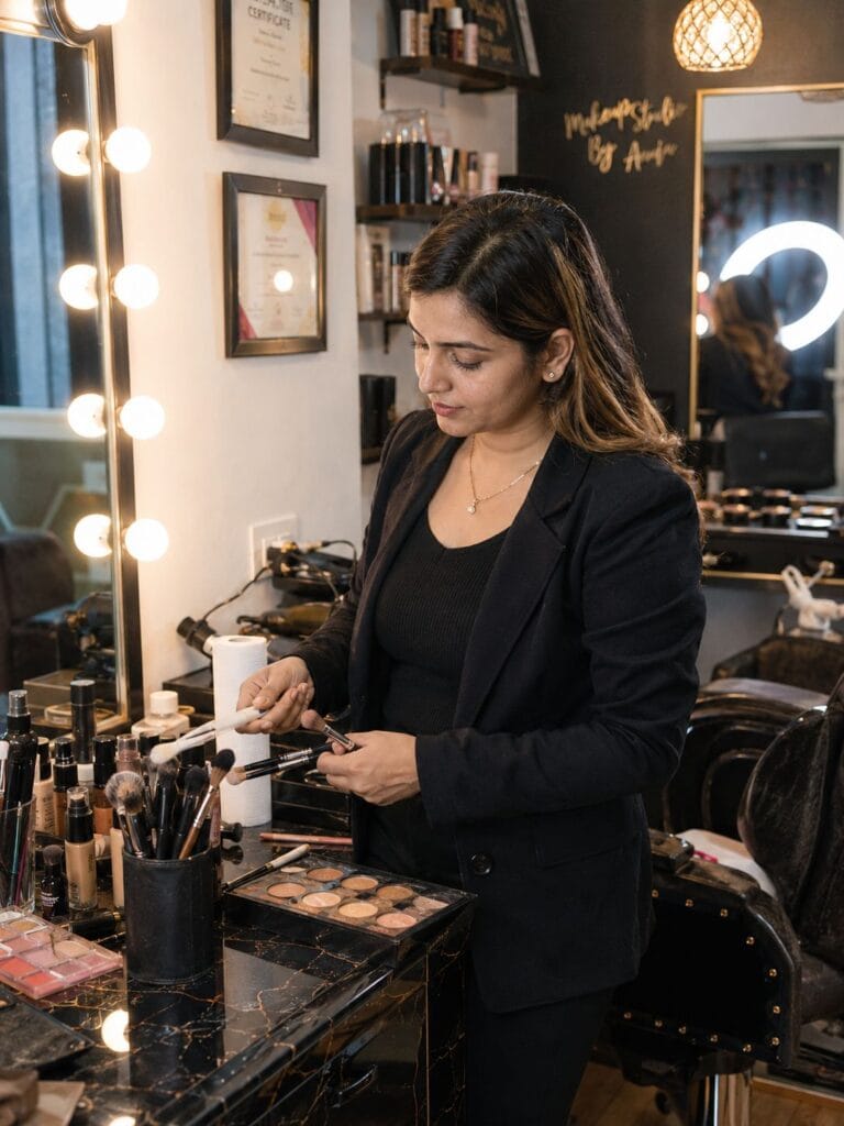 Freelance affordable party makeup artist in Vaishali Ghaziabad beauty studio
