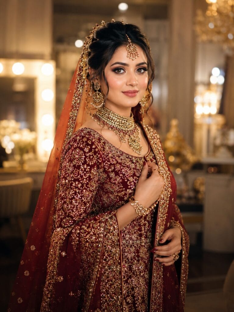 Professional HD bridal makeup artist in Ghaziabad creating flawless bridal look for Indian bride